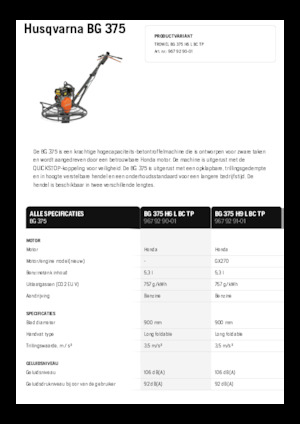 Walk-behind Trowels Husqvarna BG 375