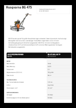 Walk-behind Trowels Husqvarna BG 475