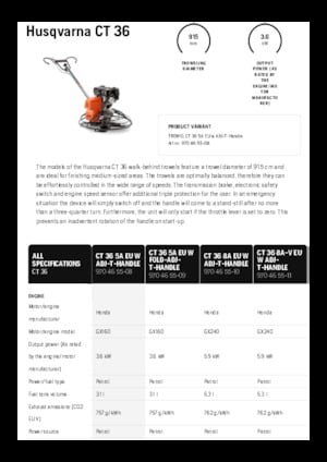 Walk-behind Trowels Husqvarna CT 36
