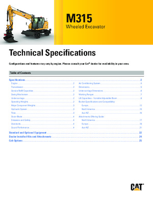 Wheel Excavators Caterpillar M315