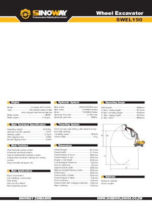 Tekerlekli ekskavatörler Sinoway SWEL190