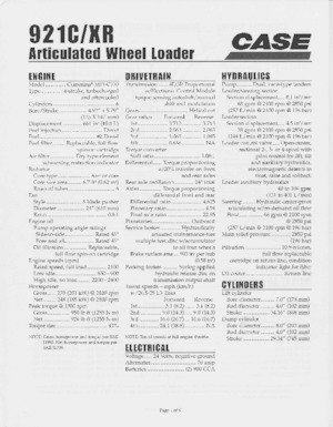 Wheel Loaders Case 921 C/XR 