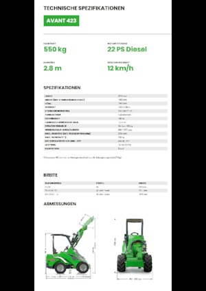 Tekerlekli yükleyiciler Avant Tecno Avant 423