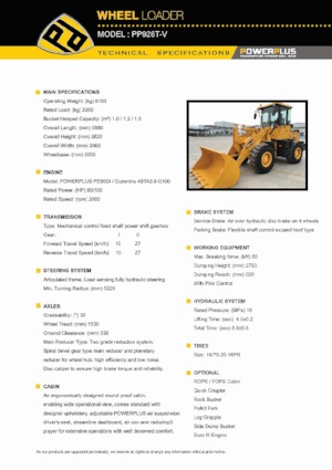 Tekerlekli yükleyiciler PowerPlus PP928T-V
