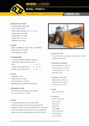 Wheel Loaders PowerPlus PP980T-V