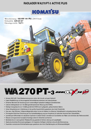 Tekerlekli yükleyiciler Komatsu WA270PT active Plus