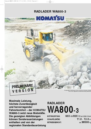 Wheel Loaders Komatsu WA800-3