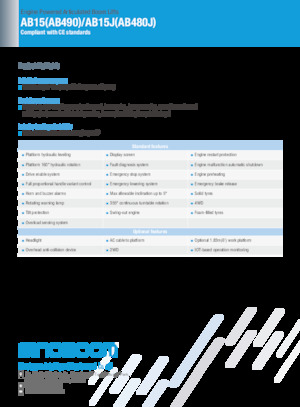 Wheeled Articulating Boom Lifts Sinoboom AB15J