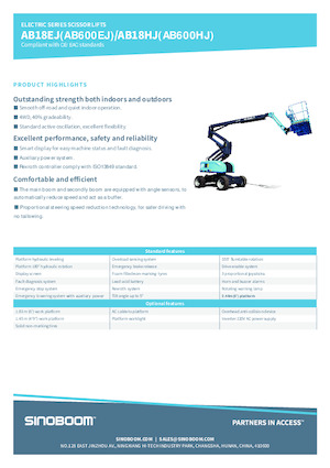 Wheeled Articulating Boom Lifts Sinoboom AB18HJ 