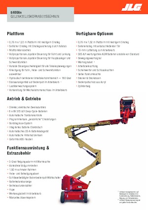 Wheeled Articulating Boom Lifts JLG E400AN