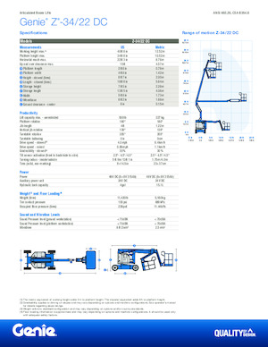 Wheeled Articulating Boom Lifts Genie Z-34/22 DC