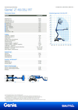 Tekerlekli Mafsall Bomlu Asansörler Genie Z-45/25J RT