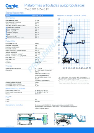 Wheeled Articulating Boom Lifts Genie Z-45 DC