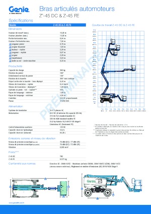 Wheeled Articulating Boom Lifts Genie Z-45 DC