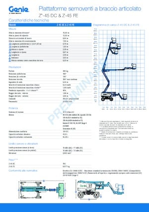 Wheeled Articulating Boom Lifts Genie Z-45 DC
