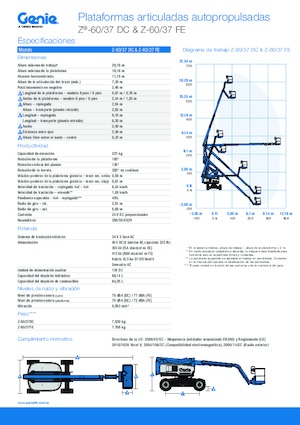 Wheeled Articulating Boom Lifts Genie Z-60 DC