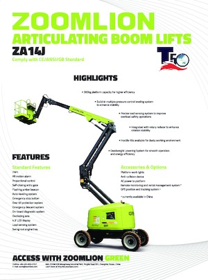 Wheeled Articulating Boom Lifts Zoomlion ZA14J