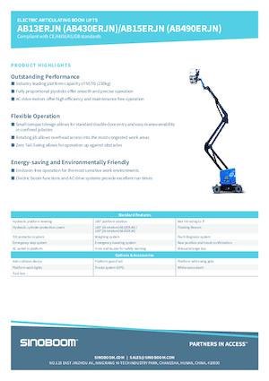 Tekerlekli Mafsall Bomlu Asansörler Sinoboom AB15ERJN