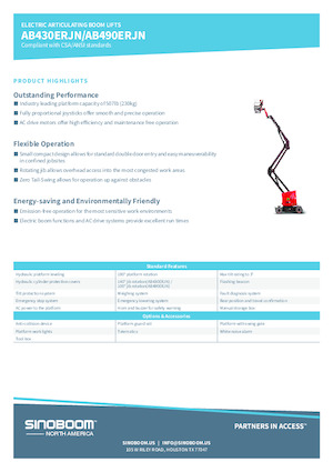 Tekerlekli Mafsall Bomlu Asansörler Sinoboom AB490ERJN