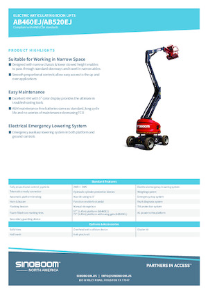 Tekerlekli Mafsall Bomlu Asansörler Sinoboom AB460EJ