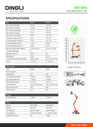 Wheeled Articulating Boom Lifts Dingli BA16NE