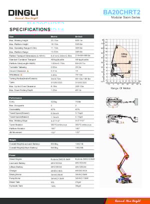 Tekerlekli Mafsall Bomlu Asansörler Dingli BA20CHRT2