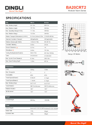 Tekerlekli Mafsall Bomlu Asansörler Dingli BA20CRT2