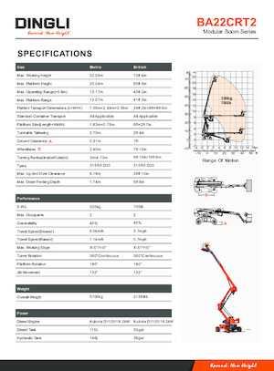 Wheeled Articulating Boom Lifts Dingli BA22CRT2