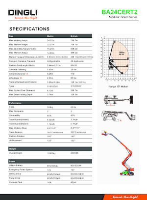 Tekerlekli Mafsall Bomlu Asansörler Dingli BA24CERT2