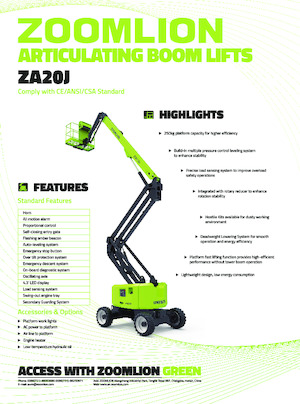 Wheeled Articulating Boom Lifts Zoomlion ZA20J