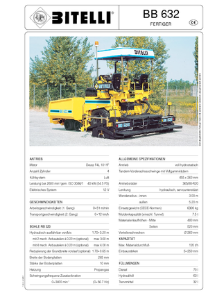 Wheeled Asphalt Pavers Bitelli BB 632 RB 320