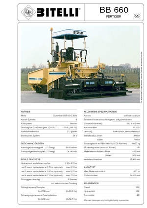 Wheeled Asphalt Pavers Bitelli BB 660 RB 4700 VB