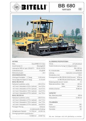 Wheeled Asphalt Pavers Bitelli BB 680 RB 5700 VB