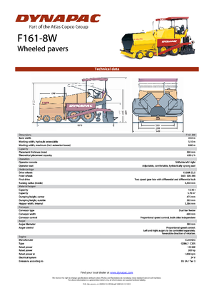 Tekerlekli asfalt parkeleri Dynapac F 161-8 W