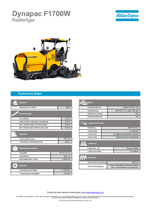 Wheeled Asphalt Pavers Dynapac F 1700 W