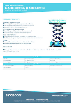 Tekerlekli makas asansörleri Sinoboom 1623RE 