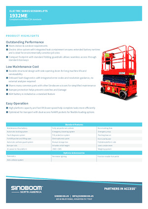 Tekerlekli makas asansörleri Sinoboom 1932ME