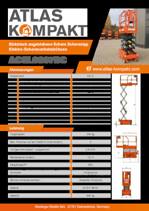 Wheeled scissor lifts Atlas Kompakt ACSL 0607 DC