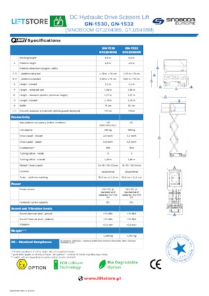 Tekerlekli makas asansörleri Sinoboom GN 1532