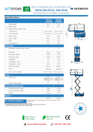 Tekerlekli makas asansörleri Sinoboom GN 2632