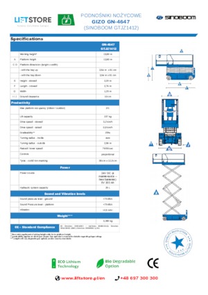 Tekerlekli makas asansörleri Sinoboom GN 4647