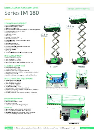 Tekerlekli makas asansörleri Imer IM 13180 E