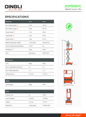 Tekerlekli makas asansörleri Dingli JCPT0507C
