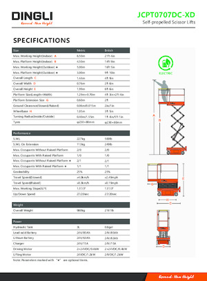 Tekerlekli makas asansörleri Dingli JCPT0707DC-XD