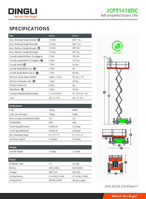 Tekerlekli makas asansörleri Dingli JCPT1418DC