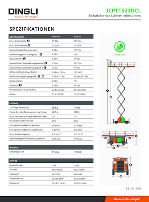 Tekerlekli makas asansörleri Dingli JCPT1523DCL