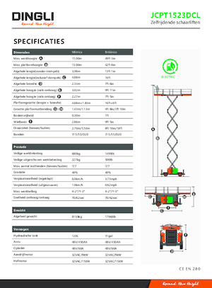 Tekerlekli makas asansörleri Dingli JCPT1523DCL