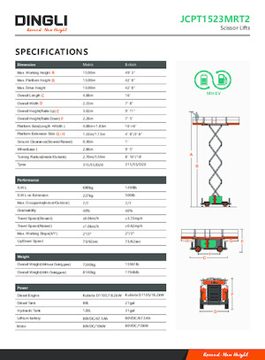 Tekerlekli makas asansörleri Dingli JCPT1523MRT2