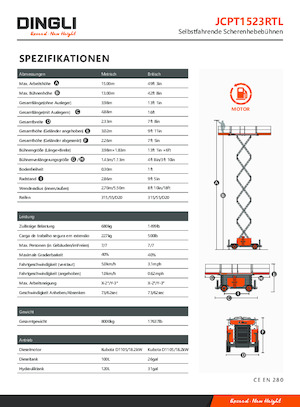 Tekerlekli makas asansörleri Dingli JCPT1523RTL
