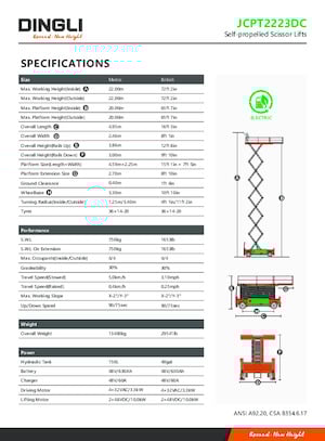 Wheeled scissor lifts Dingli JCPT2223DC